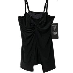 Miraclesuit Marina Underwire Tank Top Size 14 Black NWT Stretch Love Knot